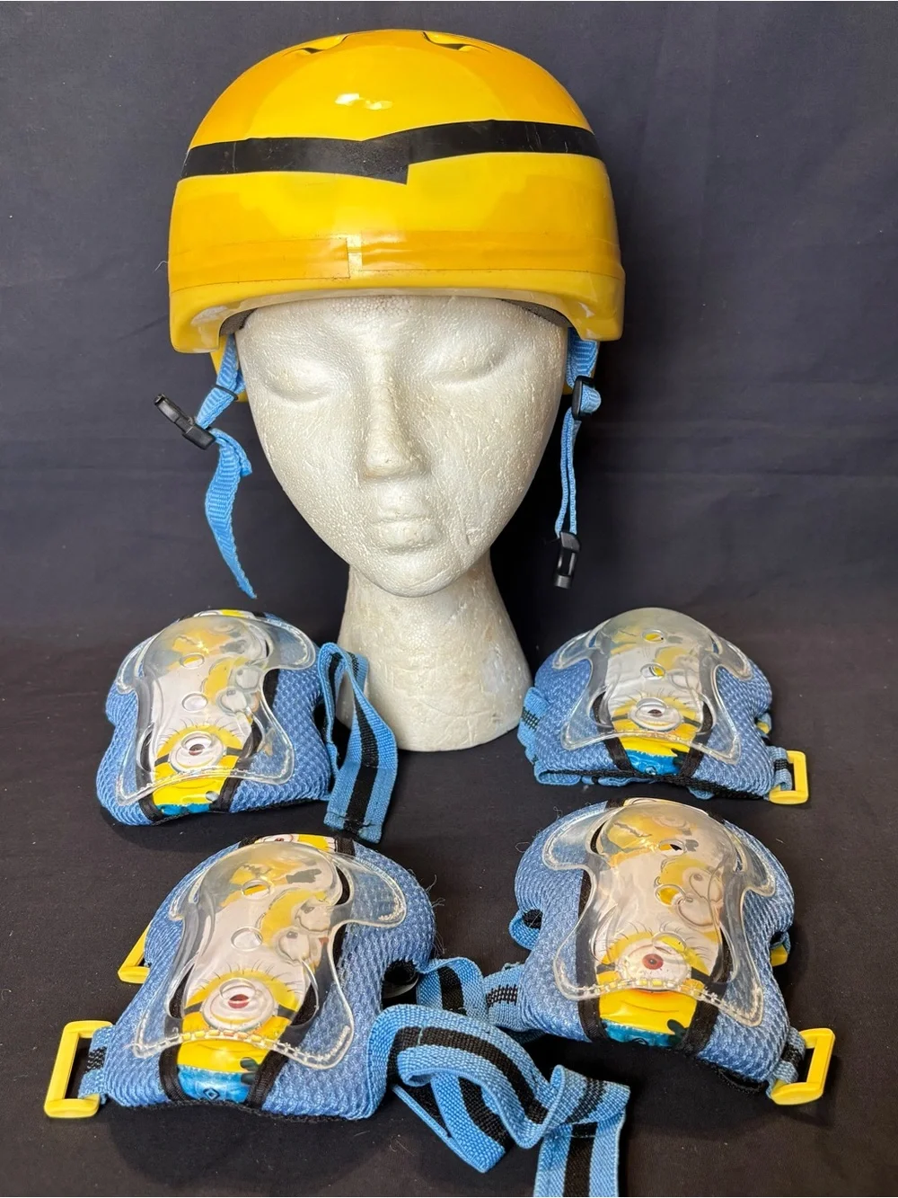 Despicable Me Minion-themed Kids Yellow & Light Blue Helmet and Knee/Elbow Pads